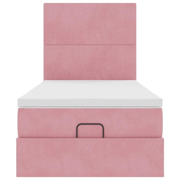 Ottoman Bett mit Matratze Rosa 100x200 cm Samt