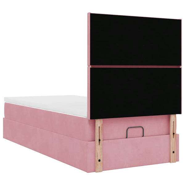 Ottoman Bett mit Matratze Rosa 100x200 cm Samt