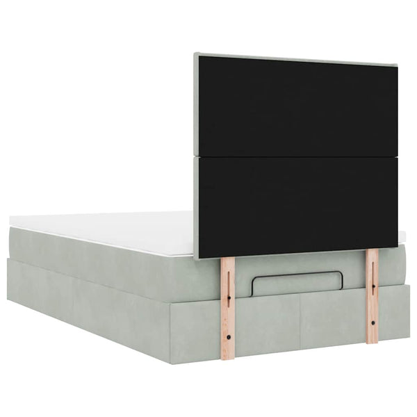 Ottoman Bett mit Matratze Hellgrau Samt 120x190