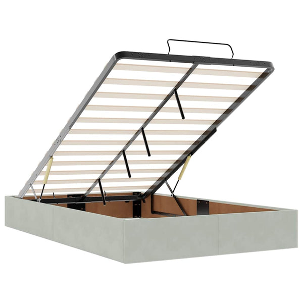 Ottoman Bett mit Matratze Hellgrau Samt 120x190