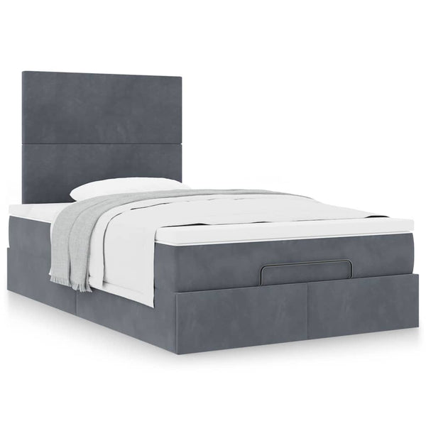 Ottoman Bett mit Matratze Dunkelgrau Samt 120x190 cm
