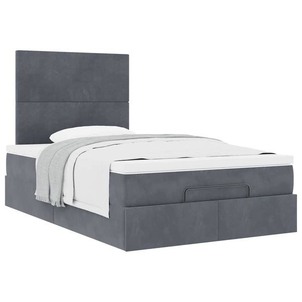 Ottoman Bett mit Matratze Dunkelgrau Samt 120x190 cm