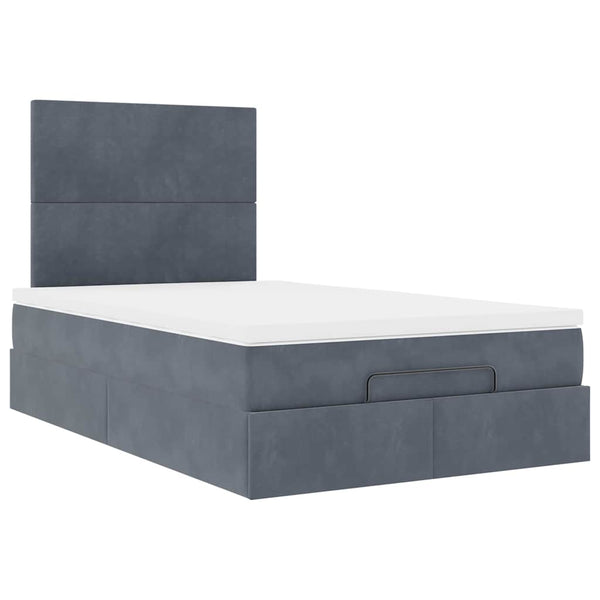 Ottoman Bett mit Matratze Dunkelgrau Samt 120x190 cm
