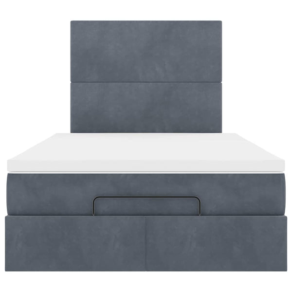 Ottoman Bett mit Matratze Dunkelgrau Samt 120x190 cm