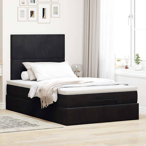 vidaXL Lit ottoman avec matelas Noir 120x190 cm Velours