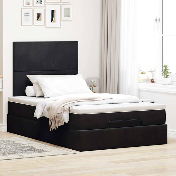 vidaXL Lit ottoman avec matelas Noir 120x190 cm Velours