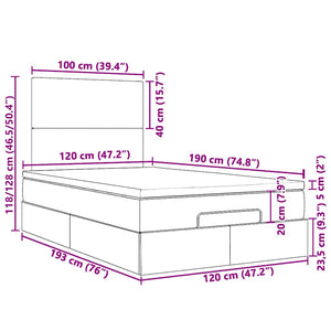 vidaXL Lit ottoman avec matelas Noir 120x190 cm Velours