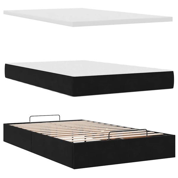vidaXL Lit ottoman avec matelas Noir 120x190 cm Velours