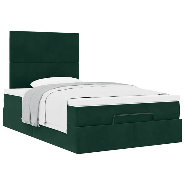 Ottoman Bett mit Matratze Dunkelgrün 120x190 cm