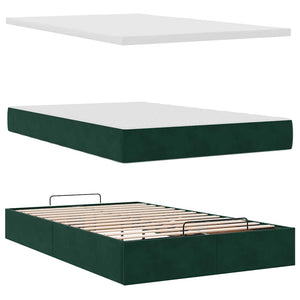 Ottoman Bett mit Matratze Dunkelgrün 120x190 cm