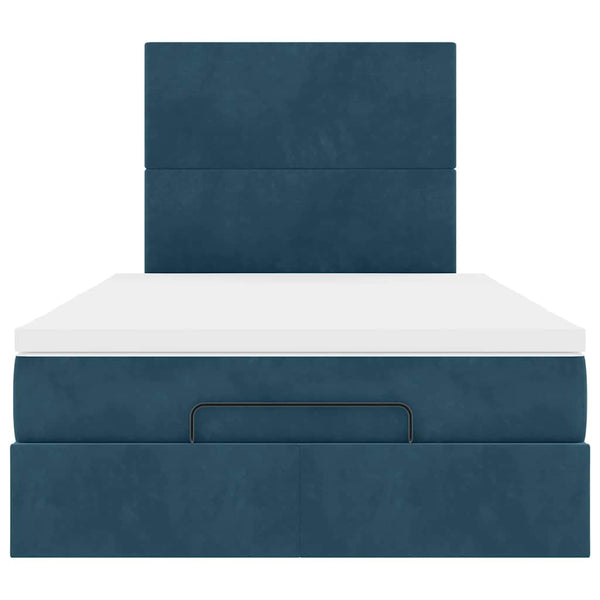 Ottoman Bett mit Matratze Dunkelblau Samt 120x190 cm