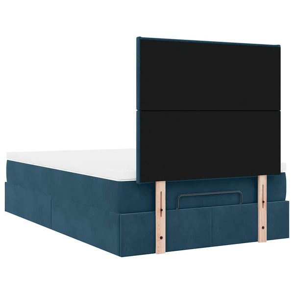 Ottoman Bett mit Matratze Dunkelblau Samt 120x190 cm