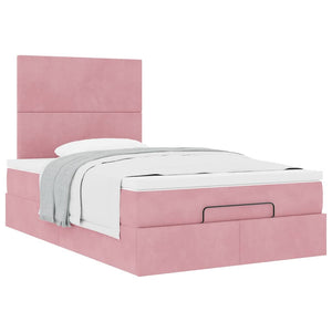 Ottoman Bett mit Matratze Rosa Samt 120x190 cm