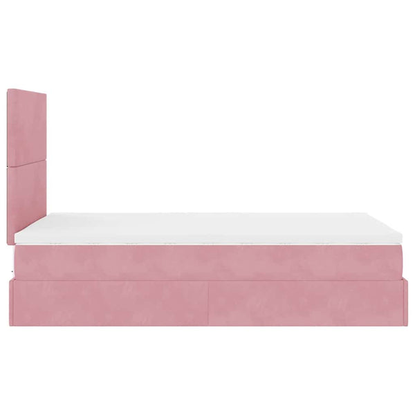 Ottoman Bett mit Matratze Rosa Samt 120x190 cm