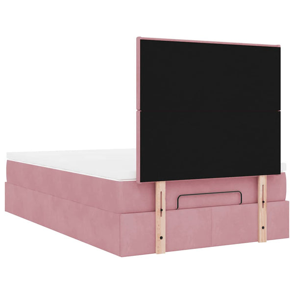 Ottoman Bett mit Matratze Rosa Samt 120x190 cm