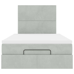 Ottoman Bett mit Matratze Hellgrau Samt 120x200 cm