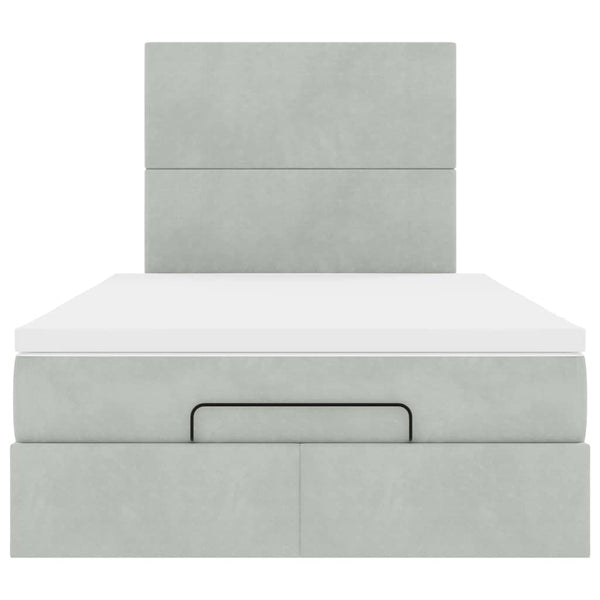 Ottoman Bett mit Matratze Hellgrau Samt 120x200 cm