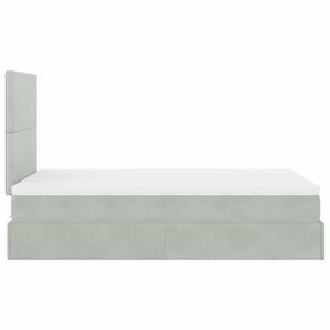 Ottoman Bett mit Matratze Hellgrau Samt 120x200 cm
