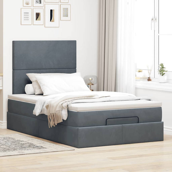 Ottoman Bett mit Matratze Dunkelgrau 120x200 cm