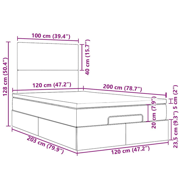 vidaXL Lit ottomane avec matelas Noir 120x200 cm Velours