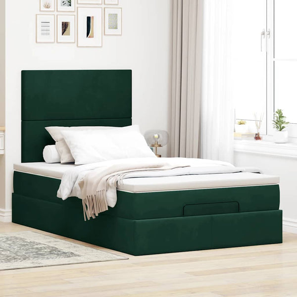 Ottoman Bett mit Matratze Dunkelgrün 120x200 cm
