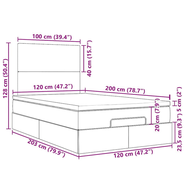 Ottoman Bett mit Matratze Dunkelgrün 120x200 cm