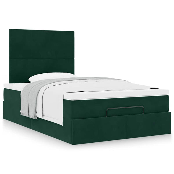 Ottoman Bett mit Matratze Dunkelgrün 120x200 cm