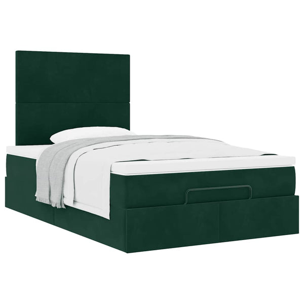 Ottoman Bett mit Matratze Dunkelgrün 120x200 cm