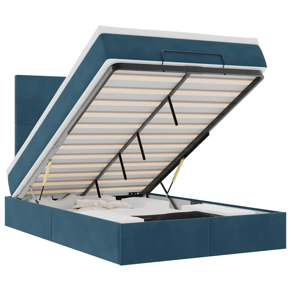 vidaXL Lit-coffre avec matelas Bleu foncé 120x200 cm Velours