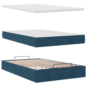 Ottoman Bett mit Matratze Dunkelblau 120x200 cm