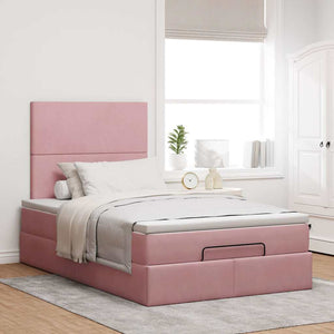 Ottoman Bett Rosa Samt 120x200 cm mit Matratze