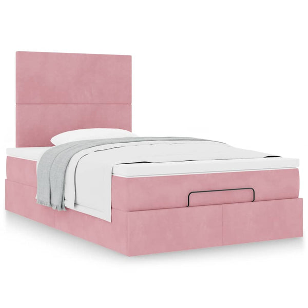 Ottoman Bett Rosa Samt 120x200 cm mit Matratze