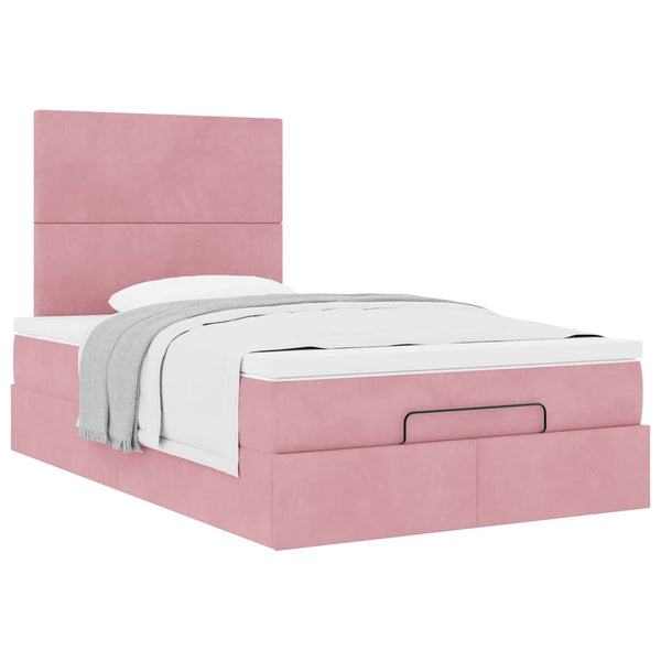 Ottoman Bett Rosa Samt 120x200 cm mit Matratze