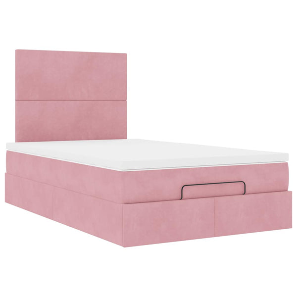 Ottoman Bett Rosa Samt 120x200 cm mit Matratze