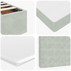 Ottoman Bett mit Matratze Hellgrau Samt 140x190 cm