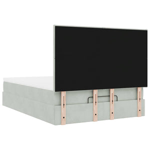 Ottoman Bett mit Matratze Hellgrau Samt 140x190 cm