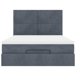 Ottoman Bett mit Matratze Dunkelgrau Samt 140x190 cm