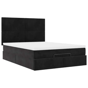 Ottoman Bett mit Matratze Schwarz Samt 140x190 cm