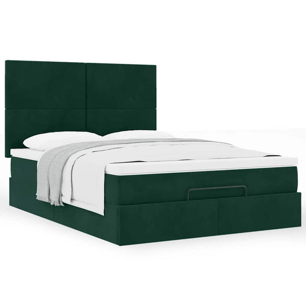 Ottoman Bett mit Matratze Dunkelgrün 140x190 cm