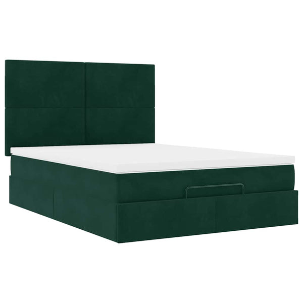 Ottoman Bett mit Matratze Dunkelgrün 140x190 cm