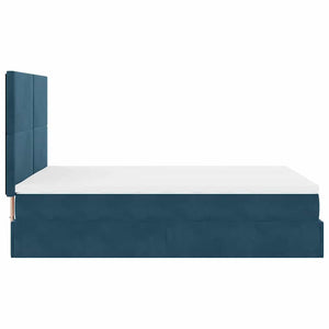 Ottoman Bett mit Matratze Dunkelblau Samt 140x190 cm