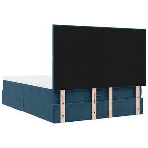 Ottoman Bett mit Matratze Dunkelblau Samt 140x190 cm