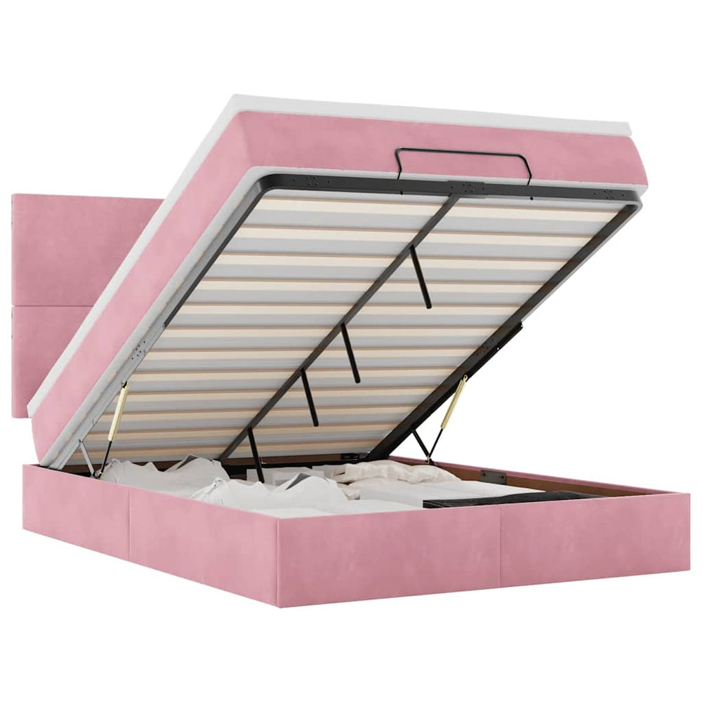 vidaXL Lit Ottomane avec matelas Rose 140x190 cm Velours