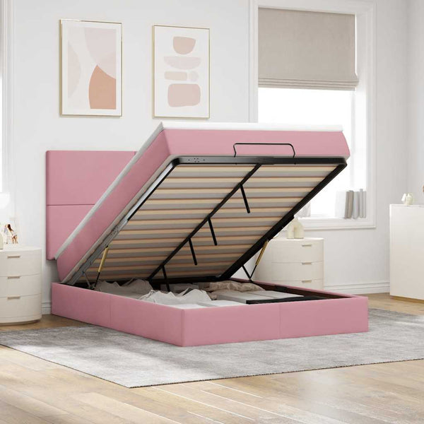 Ottoman Bett mit Matratze Rosa 140x190 cm