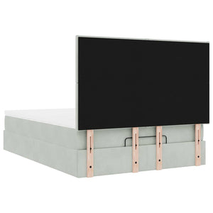 Ottoman Bett mit Matratze Hellgrau Samt 140x200
