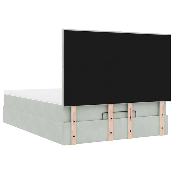 Ottoman Bett mit Matratze Hellgrau Samt 140x200