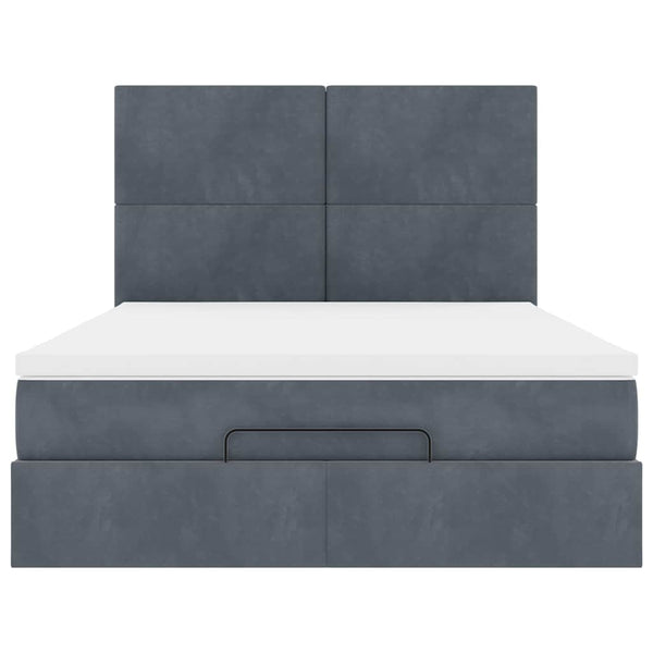 Ottoman Bett mit Matratze Dunkelgrau 140x200 cm