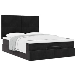 Ottoman Bett mit Matratze 140x200 cm Schwarz Samt