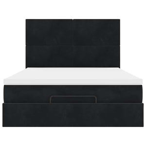 Ottoman Bett mit Matratze 140x200 cm Schwarz Samt