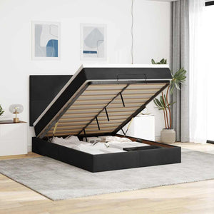 Ottoman Bett mit Matratze 140x200 cm Schwarz Samt